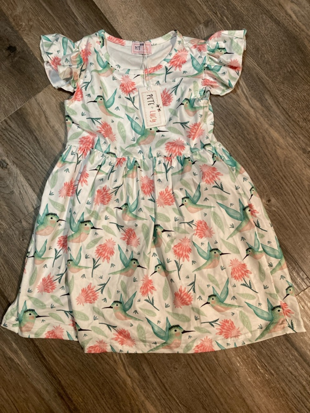 Pete + Lucy Flutter Sleeve Dress Hummingbirds